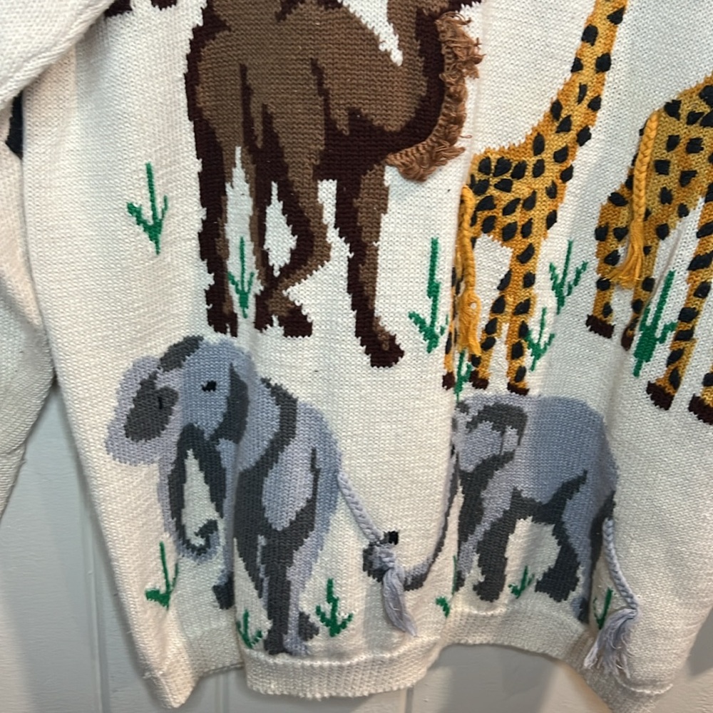 Vintage Marisa Christina Large Noah's Ark Wool Cotton Pullover Sweater - Picture 6 of 10